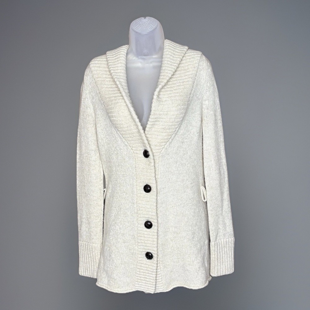 Vintage Y2K J.Crew Cardigan Sweater XS‎ Beige Alpaca Wool Longline Missing Belt